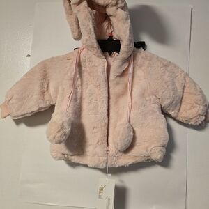 Adorable Pink Faux Fur Baby Jacket with Ears